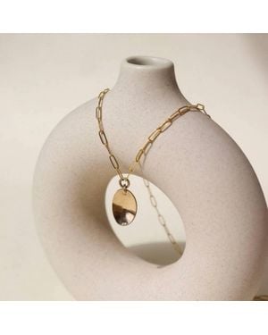 Token Jewelry Dapped Oval Necklace - Natural
