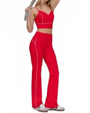 Active Basic Piping Workout Pants - Red