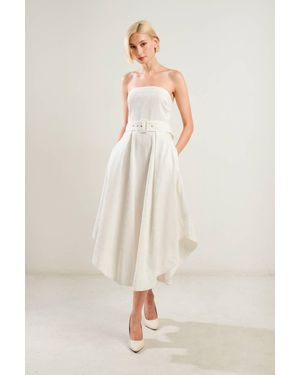 TRUEDAMES Life's Compass Woven Midi Dress - Natural