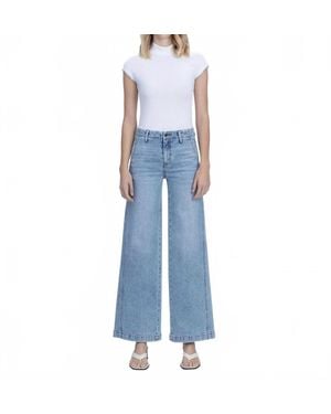 Flying Monkey High Rise Trouser Hem Twist Wide Leg Jeans - Blue