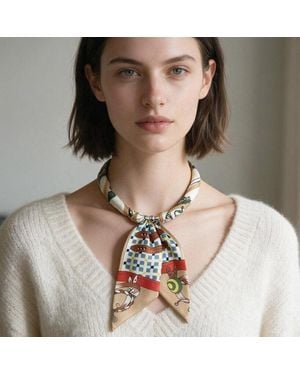 Fashnzfab Abstract Print Fabric Scarf Magnetic Necklace - Natural