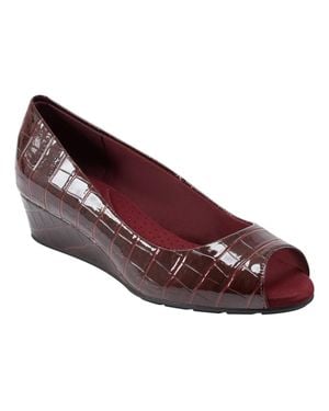 Bandolino Candra Bncandra3 Pump Burgundy Slip-On Wedge Heel Htat859 - Red