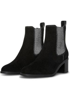 Steve Madden Rockwell Boots Suede Block Heel Bootie Htat406 - Black