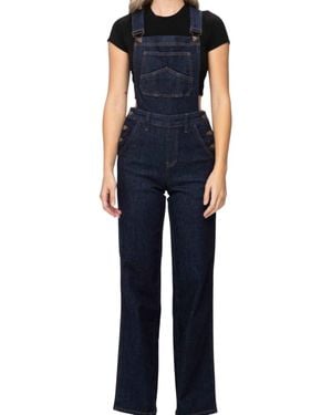 Judy Blue High Waist Classic Overall Wide Leg Jeans - Blue