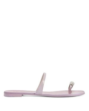 Giuseppe Zanotti Nuvo Roll 10 Minimalist Embellished Leather Sandals - White
