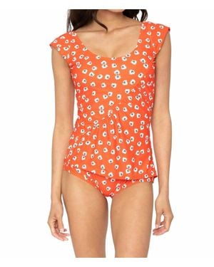 Marina West Swim Cap Shoulder One Piece Swimsuit - Orange