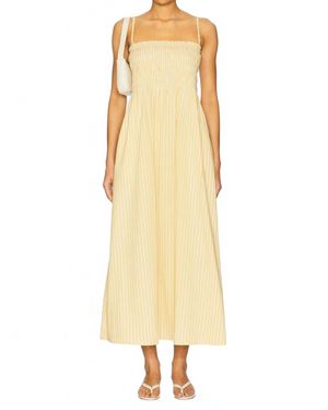 Pistola Bianca Smocked Bodice Midi Dress - Yellow