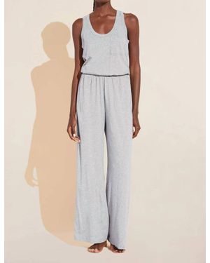 Eberjey Aloe Infused Cotton Wide Leg Jumpsuit - Natural