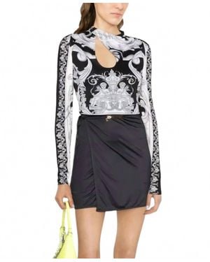 Versace Baroque Tear Drop Crop Top - Black