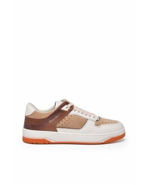 Santoni Leather Patchwork Sneakers - White