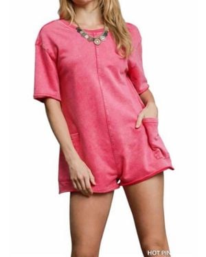 Umgee Vintage Short Sleeve Romper - Pink