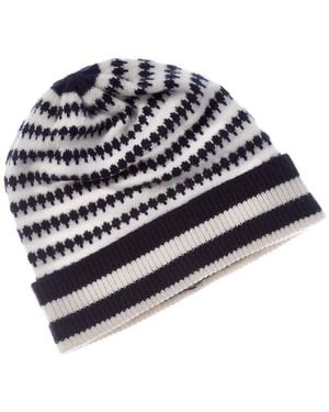 Brodie Cashmere Henneycomb Cashmere Beanie - Blue