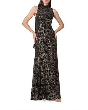 Shoshanna Flora Metallic Maxi Dress - Black
