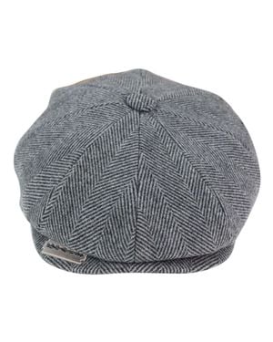 Infinity Leather Peaky Blinders Tweed Hat With Razor Blade - Gray