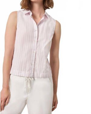 Lilla P Striped Sleeveless Shirt - White