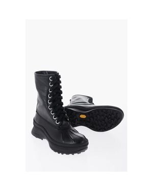 Jil Sander Leather Combat Boots With Vibram Sole - Black