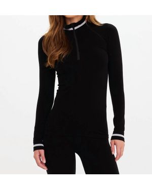 The Upside Wool Seamless Base Quarter Zip Top - Black
