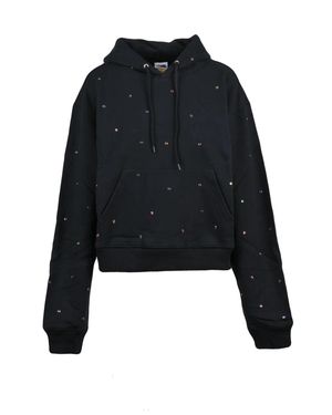 Sky High Farm Eye Embellishments Cropped Organic Cotton Hoodie - Black