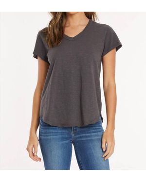 Mod-o-doc Curved Hem V-Neck Tee - Black