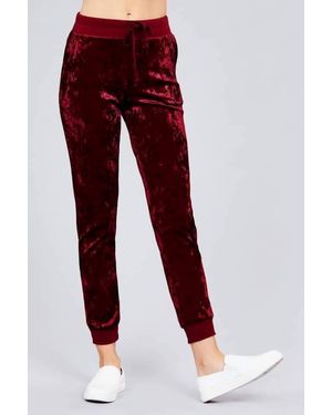 ACTIVE USA Crushed Velvet Jogger - Red