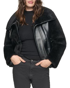 Andrew Marc Kemsley Mixed Media Moto Jacket - Black