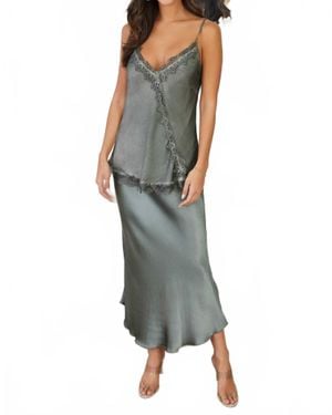 Milio Milano Lace Silky Slipskirt - Green