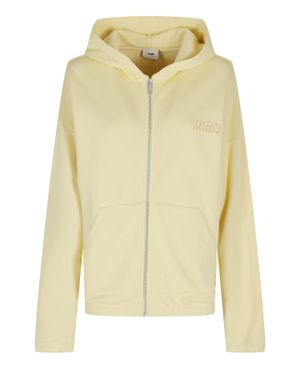 Autry Embroidered Logo Patch Zipped Cotton Hoodie - Yellow