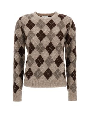 P.A.R.O.S.H. Plaid Wool-Blend Crewneck Sweater - Brown