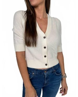 Rose & Crown Cashmere Button Down Cardigan - White