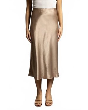 WEEKEND LOS ANGELES Satin Mirada Midi Skirt - Natural