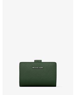Michael Kors Outlet Jet Set Travel Medium Saffiano Leather Wallet - Green