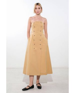 TRUEDAMES Follow You Everywhere Woven Midi Dress - Natural