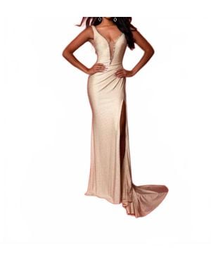 Johnathan Kayne High Slit Mermaid Gown - Brown