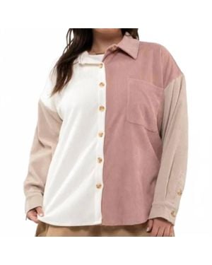 Blu Pepper Colorblock Corduroy Jacket - Pink