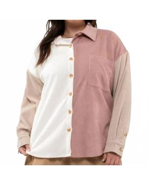 Blu Pepper Colorblock Corduroy Jacket - Pink