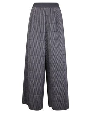 Maria Calderara Wide-Leg Pants With Textured Grid Pattern - Gray