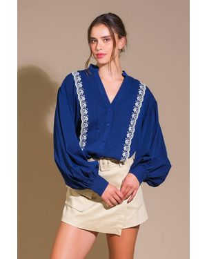 TRUEDAMES Fort Williams Woven Top - Blue