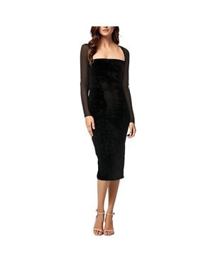 Dress the Population Kimora Velvet Midi Cocktail And Party Dress - Black