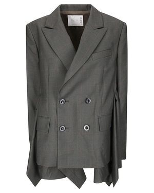 【sacai】Glen Check Double Breasted Wool Blazer Sacai Blazers, sport coats and suit jackets for Women
