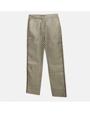 Maje Metallic Floral Jacquard Straight Fit Pants - Gray