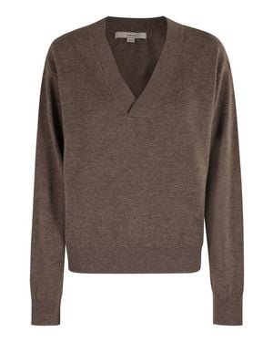 Remain V-Neck Sweater With Relaxed Fit - Brown