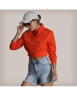 Members Only Mini Cropped Racer Jacket - Red
