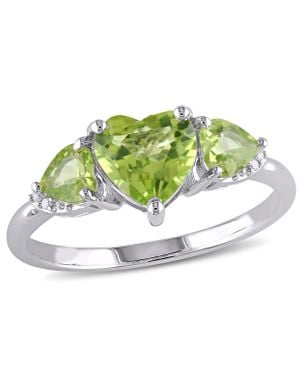 Mimi & Max Peridot And Diamond Accent Triple Heart Ring - Green