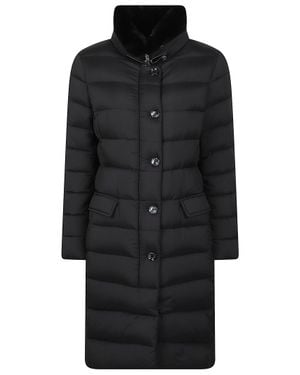 Moorer Vetiver-S3 Quilted Flap-Pocket High-Collar Down Coat - Black