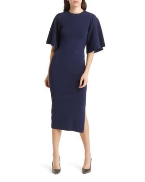 Ted Baker London Lounia Fluted Sleeve Body-Con Sweater Dress - Blue