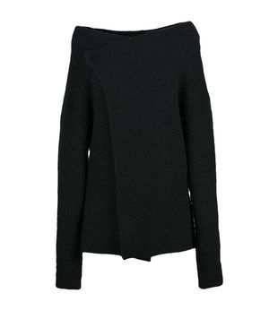Alberta Ferretti Virgin Wool-Blend Asymmetrical Bouclé Jacket - Black