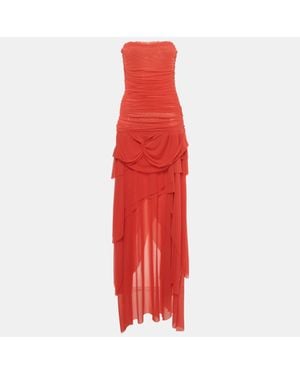 GUIZIO Mesh Strapless Lyla Twist Dress - Red