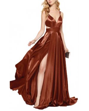Alyce Paris Charmeuse Aline Gown - Brown