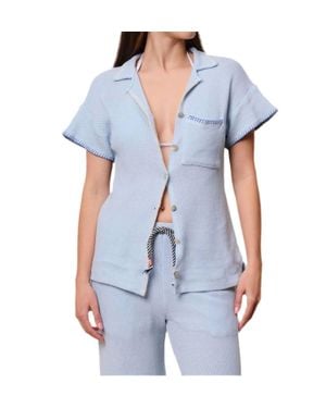 Sundry Mesh Camp Short Sleeve Shirt - Blue