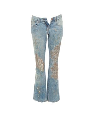 Ralph Lauren Label Sequin Floral Flared Jeans - Blue